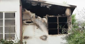 fire damaged house